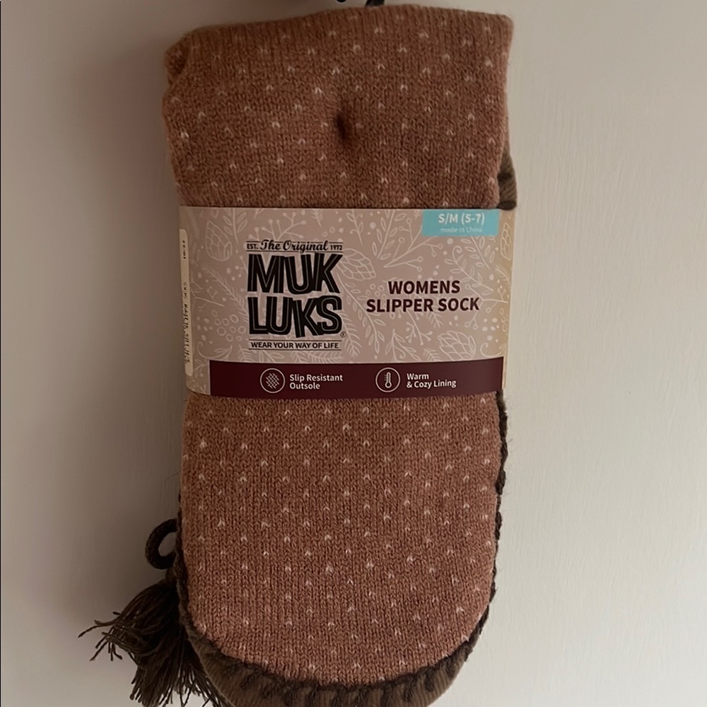 Muk Luks Brown Cozy Slipper Socks